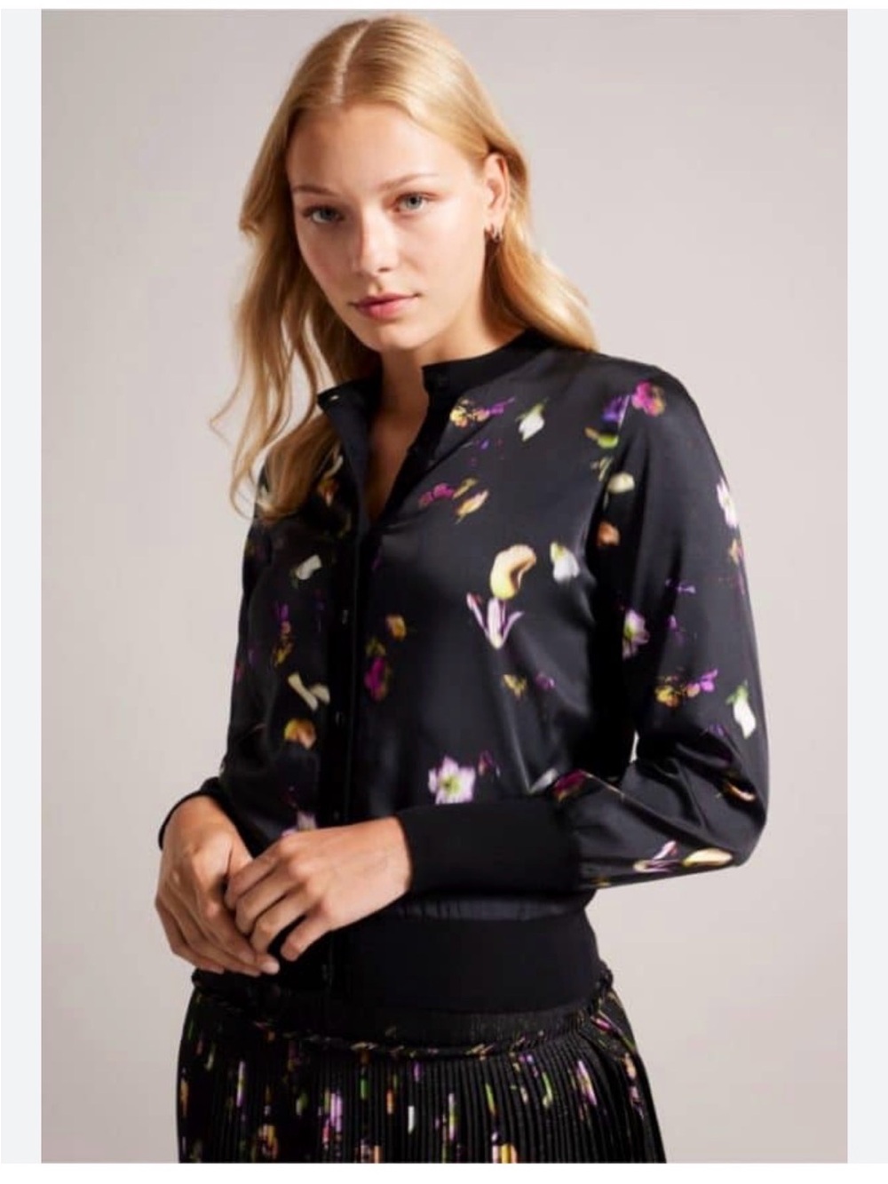 Ted Baker Black Floral Satin Bomber Jacket